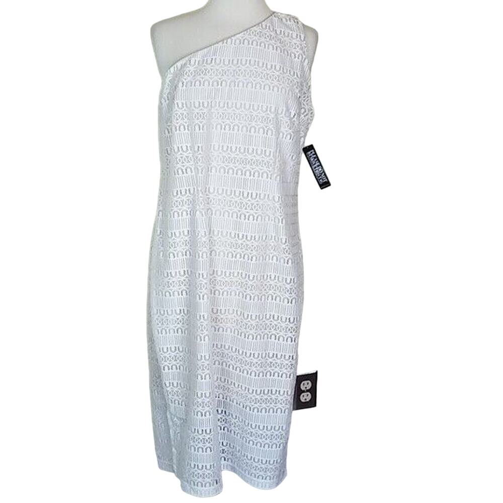 New York & Company WOmen One Shoulder Dress Sz 12 Crochet Boho Wedding Guest